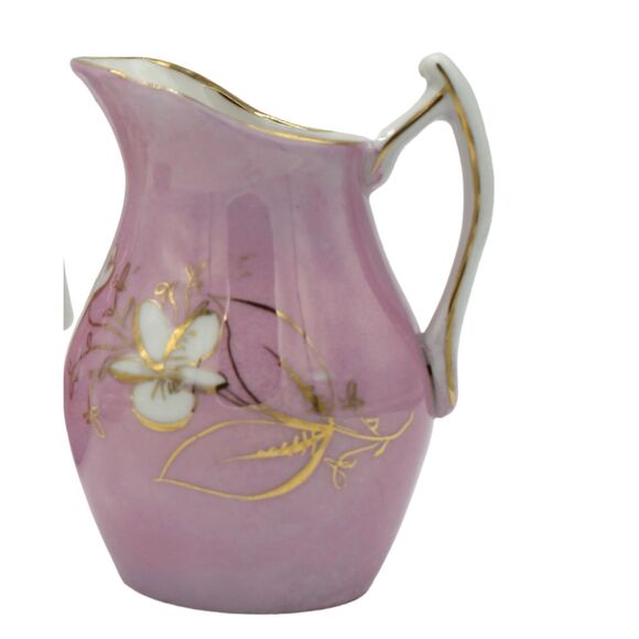 Vintage Hand Painted Children's Pink Ceramic Teapot Creamer Sugar Tea Party Set - Picture 4 of 11